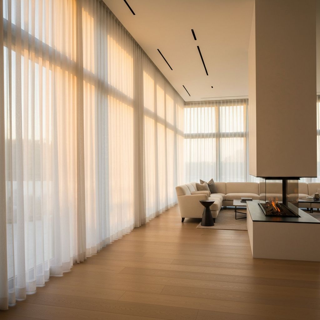 Sala elegante com cortinas sob medida